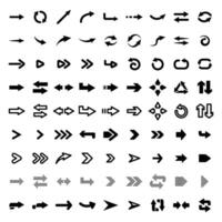 Web arrows. User pointer arrow sign, web interface pictograms, arrows collection for mobile apps, ui and web design, arrowheads isolated vector set. Black cursors pack isolated on white background