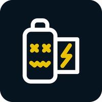 Battery dead Line Yellow White Icon vector