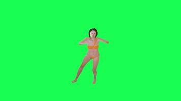 3d rebel girl in jeans shooting gun right angle green screen video