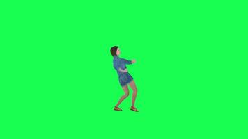 3d street girl in jeans dancing quick front angle green screen video