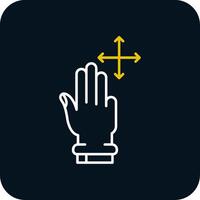 Three Fingers Move Line Yellow White Icon vector