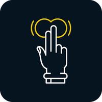 Two Fingers Tap and Hold Line Yellow White Icon vector