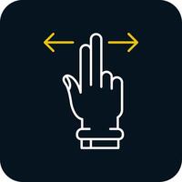 Two Fingers Horizontal Scroll Line Yellow White Icon vector