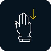 Three Fingers Down Line Yellow White Icon vector