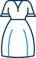 Women dress Line Blue Two Color Icon vector