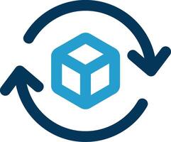 3d rotate 2 Line Blue Two Color Icon vector