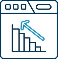 bar gráfico línea azul dos color icono vector