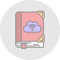 Cloud library Line Filled Light Circle Icon vector