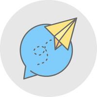 Paper plane Line Filled Light Circle Icon vector