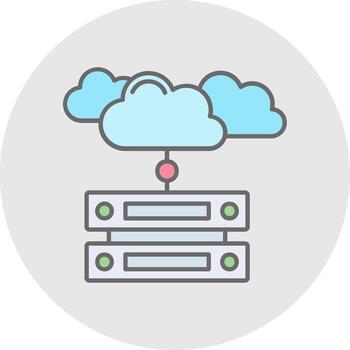 Cloud data Line Filled Light Circle Icon vector