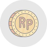 Indonesian rupiah Line Filled Light Circle Icon vector