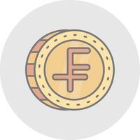 Swiss franc Line Filled Light Circle Icon vector