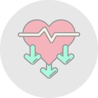 Heart rate Line Filled Light Circle Icon vector