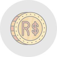 Brazilian real Line Filled Light Circle Icon vector