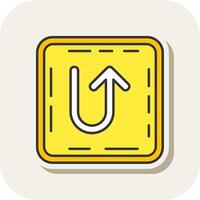 U turn Line Filled White Shadow Icon vector