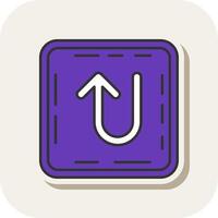 U turn Line Filled White Shadow Icon vector