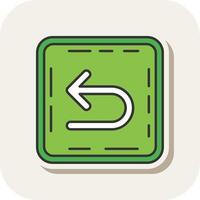 U turn Line Filled White Shadow Icon vector