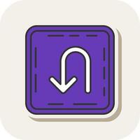 U turn Line Filled White Shadow Icon vector