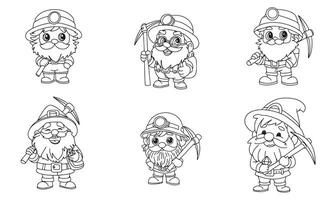 Collection of dwarf in doodle style. Hand drawn vector art.