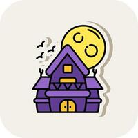 Haunted house Line Filled White Shadow Icon vector