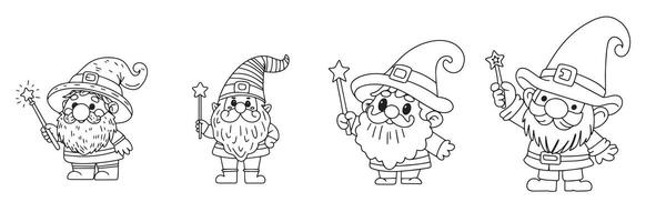 Collection of dwarf in doodle style. Hand drawn vector art.