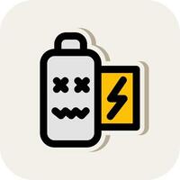 Battery dead Line Filled White Shadow Icon vector