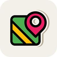 Pin 1 Line Filled White Shadow Icon vector