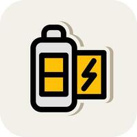 Battery half Line Filled White Shadow Icon vector