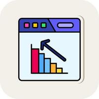 Bar chart Line Filled White Shadow Icon vector