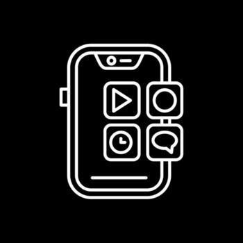 icono de línea de aplicación móvil invertida vector