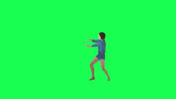 3d animerad flicka i jeans räkning rätt vinkel grön skärm video