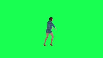 Cute 3D girl dancing in the party front angle green screen video