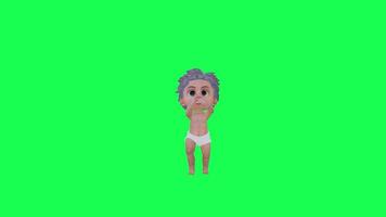 3d Animated baby cheering for Christmas left angle green screen video