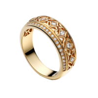 AI generated Gold ring with diamonds png isolated on transparent background