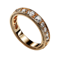 AI generated Gold ring with diamonds png isolated on transparent background