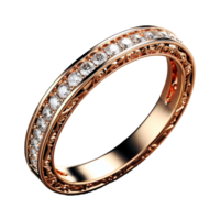 AI generated Gold ring with diamonds png isolated on transparent background