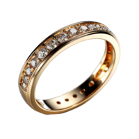 AI generated Gold ring with diamonds png isolated on transparent background