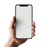 AI generated Hand holding phone for mockup png isolated on transparent background