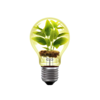 AI generated Lightbulb with plant inside png isolated on transparent background