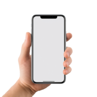 ai gegenereerd hand- Holding telefoon voor mockup PNG geïsoleerd Aan transparant achtergrond