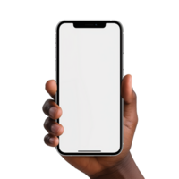 ai gegenereerd hand- Holding telefoon voor mockup PNG geïsoleerd Aan transparant achtergrond