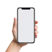 AI generated Hand holding phone for mockup png isolated on transparent background