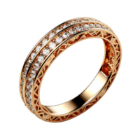 AI generated Gold ring with diamonds png isolated on transparent background