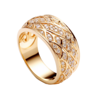 AI generated Gold ring with diamonds png isolated on transparent background