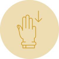 Three Fingers Down Line Yellow Circle Icon vector