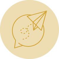 Paper plane Line Yellow Circle Icon vector