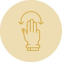 Three Fingers Rotate Line Yellow Circle Icon vector