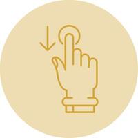 Tap and Move Down Line Yellow Circle Icon vector