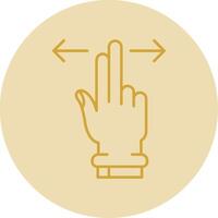 Two Fingers Horizontal Scroll Line Yellow Circle Icon vector