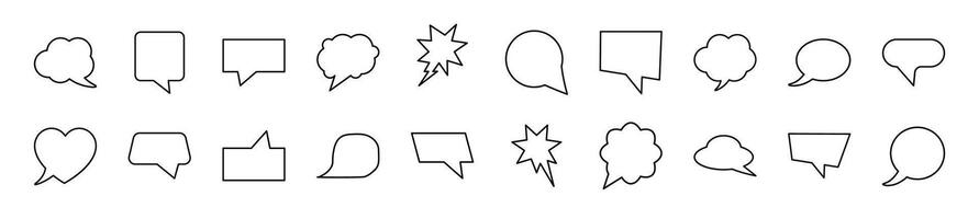 Set of thin line icons of speech bubbles. Editable stroke. Simple linear illustration for web sites, newspapers, articles book vector